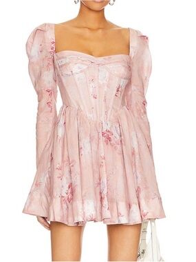 NWT Bardot Evermore Babydoll Floral Mini Dresses in Soft Pink Floral Size 4